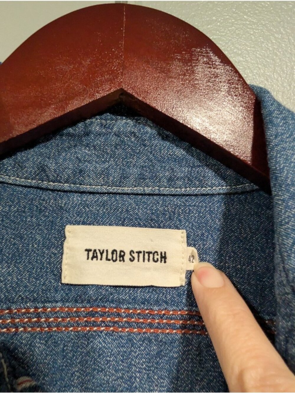 Taylor Stitch Blue Denim Utility Shirt Sz 42 Men's Long Sleeve Button Up - Picture 4 of 16